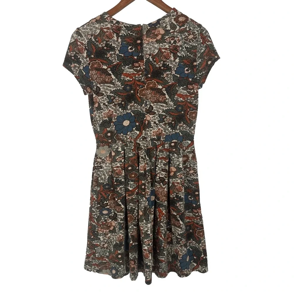 Peruvian Connection Womens Shift Dress Small Floral Pleated Pockets Stretch Boho - Picture 5 of 9